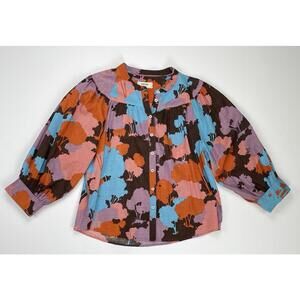 Anthropologie Porridge Floral Button-Up Puff Sleeve Blouse Boho Large